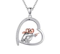 ONEFINITY Frog Necklace 925 Sterling Silver Cowboy Frog Cute Pendant Necklace Jewelry Gift for Men Women