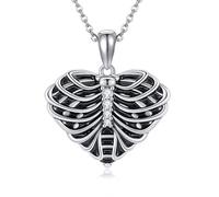 ONEFINITY Gothic Necklace 925 Sterling Silver Rib Cage Pendant Necklace Skeleton Gothic Jewellery Gift for Women Men