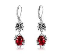 ONEFINITY Gothic Rose Flower Earrings 925 Sterling Silver Rose Dangle Earrings Goth Floewer Jewelry Gifts for Women