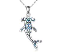 ONEFINITY Hammerhead Shark Necklace 925 Sterling Silver Hammerhead Pendant With Abalone Shell Ocean Jewellery Gifts For Women Men