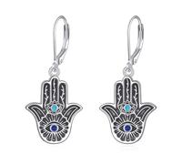 ONEFINITY Hamsa Han Earrings 925 Sterling Silver Evil Eye Hand Of Fatima Dangle Earrings Hamsa Protection Jewelry Gifts for Women