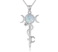 ONEFINITY Hecate Necklace 925 Sterling Silver Wheel Of Hecate Goddess Necklace Wiccan Pagan Jewellery Gifts For Women (Triple Moon Hecate 1)