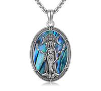 ONEFINITY Hecate Necklace Sterling Silver Hecate Statue Abalone Shell Necklace Hekate Goddess of Witches Jewellery Gifts for Women Mum