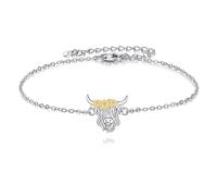 ONEFINITY Highland Cow Bracelet 925 Sterling Silver Sunflower Animals Bracelet Highland Cow Jewelry Gifts for Women