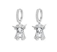 ONEFINITY Highland Cow Earrings 925 Sterling Silver Cow Hoop Earrings Highland Cow Jewelry for Women Girls
