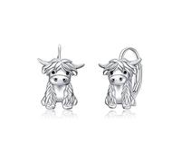 ONEFINITY Highland Cow Earrings 925 Sterling Silver Cute Cow Leverback Earrings Drop Dangle Jewelry Gift for Women Girls Daughter