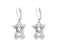 ONEFINITY Highland Cow Earrings 925 Sterling Silver Highland Cow Leverback Dangle Earrings Jewelry Gifts For Women Girls Cow Lovers