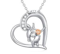 ONEFINITY Highland Cow Necklace Sterling Silver Cow Pendant Charm Jewelry Gifts for Women Girls