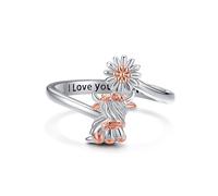 ONEFINITY Highland Cow Ring Sterling Silver Daisy Adjustable Ring Highland Cow Jewellery Gifts for Women Mum