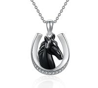 ONEFINITY Horse Necklace 925 Sterling Silver Horse Pendant Lucky Horseshoe Horse Jewellery Gifts for Women (horse 3)