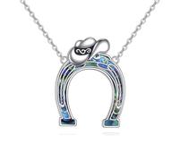 ONEFINITY Horseshoe Necklace 925 Sterling Silver Cowgirl Cowboy Hat Necklace Lucky Horseshoe Pendant Western Jewellery Gift for Women