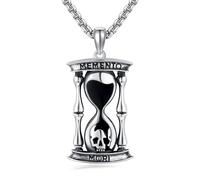 ONEFINITY Hourglass Necklace 925 Sterling Silver Memento Mori Pendant Skull Stoic Necklace Jewellery Gifts For Men Women