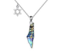 ONEFINITY Israel Map Necklace 925 Sterling Silver Israel Map Pendant Israel Map Jewish Jewelry Gifts For Women