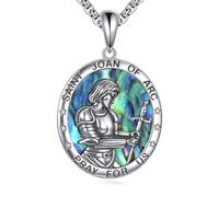 ONEFINITY Joan of Arc Necklace Sterling Silver Joan of Arc Patron Saint Medals Pendant Necklace Catholic Jewellery Gifts for Women