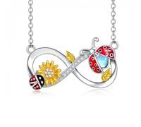 ONEFINITY Ladybug Necklace for Women 925 Sterling Silver Infinity Pendant Necklace Miraculous Ladybug Jewellery for Women Mom