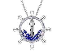ONEFINITY Lighthouse Necklace 925 Sterling Silver Compass Lighthouse Pendant Necklace Lighthouse Jewellery Gift For Girlfriend Lover