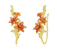 ONEFINITY Lily Earrings 925 Sterling Silver Lily Climbers Earrings Lily Crawler Earrings Jewelry Gifts For Women