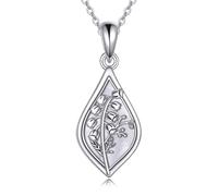 ONEFINITY Lily Of The Valley Necklace 925 Sterling Silver Lily Of The Valley Flower Pendant May Birth Flower Jewelry Gifts For Women