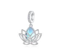 ONEFINITY Lotus Charms Beads for Necklace Bracelet 925 Sterling Silver Moonstone Lotus Dangle Pendant Bead Flower Jewellery Gifts for Women