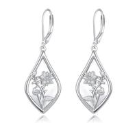 ONEFINITY Lotus Earrings 925 Sterling Silver July Birth Flower Dangle Drop Earrings Lotus Jewelry Gifts For Women