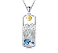 ONEFINITY Mama Bear Necklace 925 Sterling Silver Mama Bear Pendant Necklace Nature Jewelry For Women Mother