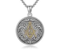 ONEFINITY Masonic Necklace 925 Sterling Silver Freemason Pendant Masonic Jewellery Gifts for Men Women