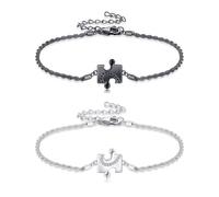 ONEFINITY Matching Bracelets 925 Sterling Silver Puzzle Couples Bracelets Long Distance Relationship Couples Jewellery Valentines Gift for Boyfriend Girlfriend Men Women His and Hers