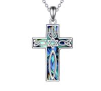 ONEFINITY Messianic Seal Necklace 925 Sterling Silver Cross Menorah Pendant Protection Hanukkah Jewish Jewelry Gifts For Women Men