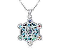 ONEFINITY Metatron Cube Necklace 925 Sterling Silver Metatron Pendant Geometry Jewellery For Women Men