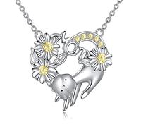 ONEFINITY Mom Necklace 925 Sterling Silver Mother Child Hand In Hand Heart Pendant with Sunflower Jewelry Gift for Mom Mother Women