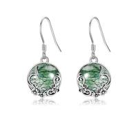 ONEFINITY Moss Agate Earrings 925 Sterling Silver Green Gemstone Earrings Moss Agate Jewellery Gifts For Women