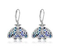 ONEFINITY Moth Earrings for Women 925 Sterling Silver Moth Dangle Lever Back Earrings Jewelry for Women