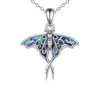 ONEFINITY Moth Necklace 925 Sterling Silver Moth Pendant With Abaone Shell Luna Moth Jewellery Gifts for Women