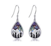 ONEFINITY Mountain Earrings For Women 925 Sterling Silver Mountain Dangle Drop Earrings With Abalone Shell Mountain Jewellery Gift Nature Earrings