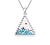 ONEFINITY Mountain Necklace 925 Sterling Silver Mustard Seed Faith Pendant Necklace Turquoise Mountain Jewelry For Women