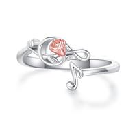 ONEFINITY Music Rings 925 Sterling Silver Rose Music Note Open Ring Musical Jewellery For Women