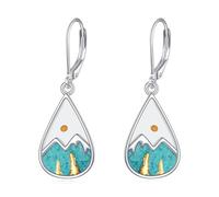ONEFINITY Mustard Seed Earrings for Women 925 Sterling Silver Mountain Dangle Earrings Turquoise Mustard Seed Jewellery Gifts for Mom
