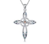 ONEFINITY Mustard Seed Necklace 925 Sterling Silver Mustard Seed Celtic Cross Pendant Necklace Inspirational Religious Jewellery Gift for Women