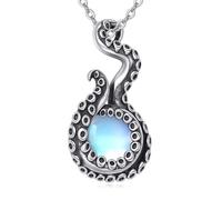 ONEFINITY Octopus Necklace 925 Sterling Silver Moonstone Octopus Pendant Neckalces Ocean Sea Animal Jewellery Gifts for Women