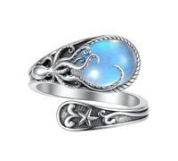 ONEFINITY Octopus Spoon Ring 925 Sterling Silver Adjustable Moonstone Spoon Ring Octopus Jewellery Gifts for Women