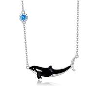ONEFINITY Orca Killer Whale Necklace 925 Sterling Silver Whale Pendant Jewelry For Women