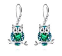 ONEFINITY Owl Earrings 925 Sterling Silver Owl Dangle Earrings May Birthstone Animals Jewelry Gifts For Women