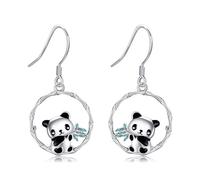 ONEFINITY Panda Earrings 925 Sterling Silver Bamboo Panda Dangle Earrings Cute Panda Jewellery Gifts for Women Panda Lovers