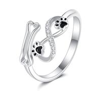 ONEFINITY Paw Print Ring 925 Sterling Silver Bone Ring Infinity Paw Print Jewelry Gifts For Women