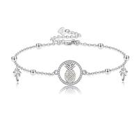 ONEFINITY Pineapple/Daisy Bracelet Anklets for Women 925 Sterling Silver Adjustable Ankle Bracelets Pineapple Jewellery Gifts