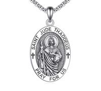 ONEFINITY Saint Jude Necklace 925 Sterling Silver St Jude Pendant Amulrt Medal Necklace Saint Jude Jewellery Gifts for Women Men