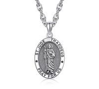 ONEFINITY Saint Jude Necklace 925 Sterling Silver St Jude Pendant Religion Jewelry for Men