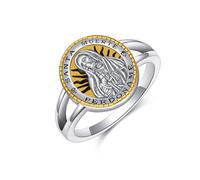 ONEFINITY Santa Muerte Ring 925 Sterling Silver Santa Muerte Rosary Jewelry Gothic Rings