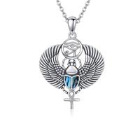 ONEFINITY Scarab Necklace 925 Sterling Silver Scarab Beetle Pendant Eye of Horus Ankh Egyptian Necklace Protection Jewellery Gifts for Women Men
