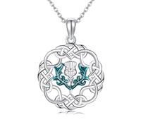 ONEFINITY Scottish Thistle Necklace 925 Sterling Silver Celtic Knot Necklace Scottish Thistly Cirsium Pendant Scottish Thistle Jewellery Gifts for Women